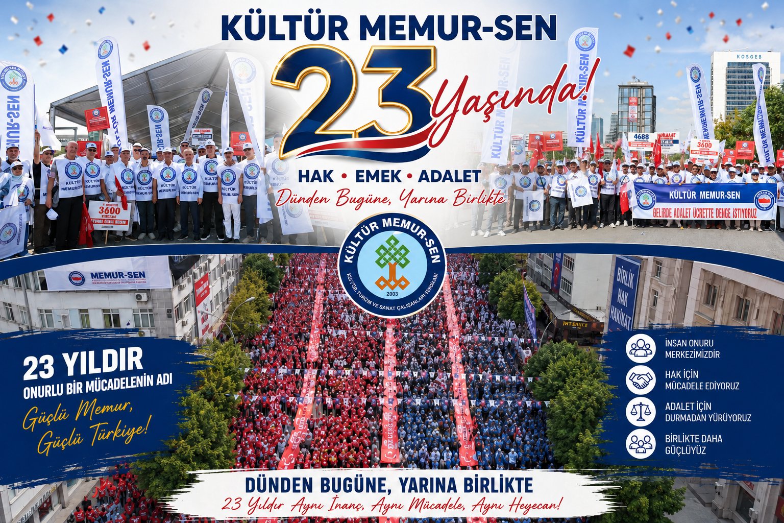 23 YILLIK ONURLU MÜCADELE; KÜLTÜR MEMUR-SEN YOLUNA GÜÇLENEREK DEVAM EDİYOR